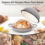 Davivy 5.5QT Cast Iron Dutch Oven with Silicone Baking Mat, 10" Round Bread Dutch Oven, Sourdough Bread Baking Pan, Enameled Cast Iron Bread Oven - Light Grey