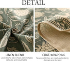 ISAENNE Designer Grayish Green Linen Long Rectangle Tablecloth,Floral Stain Resistant Table Cloth,Fall Vintage Decor Tablecloths for Dining Thanksgiving Kitchen Party,63"*102"-Andrew A
