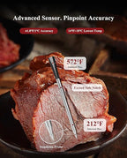 Wisebee Meat Thermometer Digital Wireless,328FT Smart Bluetooth Probe Waterproof Thermometer with Remote Monitoring| Real-Time Readings| Rechargeable LCD Booster| Dual Alarm| App Controlled| Cooking