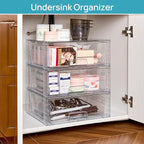 Vtopmart 6 Pack Large Stackable Storage Drawers,Easily Assemble Acrylic Bathroom Closet Undersink Organizers and Storage,Plastic Storage Bins for Kitchen Cabinets,Pantry,Makeup,Medicine Organization