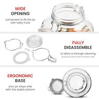 Bormioli Rocco Glass Fido Jars - 135.¼ Ounce - 4 Liter, with hinged hermetically Sealed Airtight lid for Fermenting, Canning, Preserving, With Exclusive Paksh Novelty Chalkboard Labels Set (1 Pack)