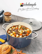 MICHELANGELO 6 QT Ceramic Stock Pot with Lid, Nonstick Stockpot with Glass Lid, Induction Cooking Pot for Soups, Stews, Oven Safe - 6QT, Purple