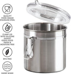 Oggi 36-Ounce Stainless Steel Canister with Clear Acrylic Lid and Locking Clamp