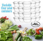 Mr Miracle Clear 32 Ounce Plastic Salad Bowls with Snap-On Lids. Pack 50. Airtight Disposable Salad Containers for Lunch, Meal Prep, Parties. Ideal as Disposable Salad Bowls with Lids