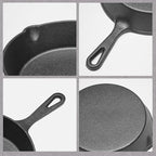WANGYUANJI Heavy-Duty Cast Iron Skillet Set – Durable Frying Pans for Stove, Oven, Grill & Campfire, Easy to Use and Clean, Black(5.91inch,7.87inch,10.04inch)