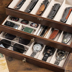 Knives Display Box, 3-Layer Pocket Knives Box Display & Storage Knives, Solid Wood Knives Box for Collections, Gift for Boyfriend Fathers Day Birthday Gifts(Walnut)