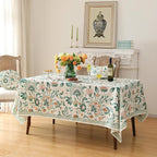 patdrea Designer Green Rectangle Table Cloth,Vintage Italian Floral Country Linen Breathable Tablecloth,Decor Cover for Kitchen Dining,Christmas,Tea Party,Thanksgiving,63"x94"-Tree Life