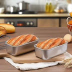 LIANYU 4 Pack Mini Loaf Pan for Baking Bread, 6.3 x 3.5 Inch Stainless Steel Small Bread Loaf Pan for Homemade Meatloaf, Tin Loaf Baking Pan Perfect for Banana Sourdough Sandwich, Dishwasher Safe