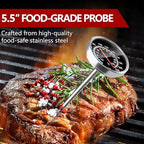 Meat Thermometer - Instant Read Food Thermometer with 5.5-Inch Stainless Steel Probe for Cooking, Steak, Bread, Chicken, Grilling, Milk, Tea & Coffee - 1.5-Inch Dial Kitchen Temperature (2PCS)