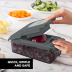 Cook with Color Vegetable Chopper - Multifunctional 11 in 1 Vegetable Chopper with Container - Food Chopper to Dice, Chop, Slice, Julienne and Spiralize, Charcoal