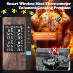 Wireless Meat Thermometer-Multi Sensors Digital Food Thermometer with Ultra-Thin Probes, Accuracy Smart Bluetooth Meat Thermometer for Steak, BBQ, Oven, Grill, Smoker (4 Probes)