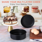 Onader 6 Inch Small Cake Pans Sets of 3 for Baking, Round Smash Cake Baking Pans for Birthday Wedding, Stainless Steel Core with Nonstick Coating