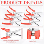 Chumia 30 Pcs Garden Flower Shears Pruning Scissors Heavy Duty Plant Scissors Trimming Garden Clippers Hand Tree Pruner for Yard Gardening Plants Hedge Flower Tree Cutting Secateurs (Orange)