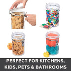 Oggi 4pc Clear Canister Set with Clamp Lids Airtight Containers in Sizes Ideal for Kitchen & Pantry Storage of Bulk, Dry Foods Including Flour, Sugar, Coffee, Rice, Tea, Spices & Herbs
