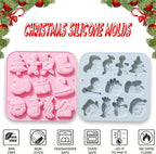 2 Pcs Christmas Chocolate Silicone Molds, 11 Cavity 11 Shapes Christmas Baking Molds for Cake Chocolate Candy Cupcakes Pudding Muffins Ice Cube Soap Ice Cube Jelly Making