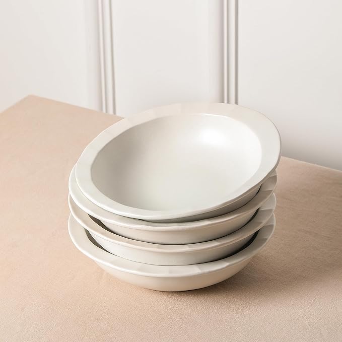 Stone Lain Oasis 24-Piece Dinnerware Set Stoneware, Dishwasher and Microwave Safe Plates and Bowls Set, Dish Set for 8, White