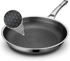 Frying Pan, 12 Inch Hybrid Non Stick Stainless Steel Skillets, Dishwasher Induction Oven Broiler Safe, Non Toxic Chef's Pan, PFOA Free Cookware