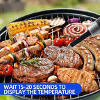 Digital Meat Thermometer Fork, Fast Read Grill Thermometer with LED Display and Stainless Steel Probes,Kitchen Probe with Long Fork,Suitable for Steak Chicken Pork Turkey Hot Grilled Food