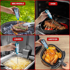 Meat Thermometer Digital, Instant Read Food Thermometer – Waterproof Nonslip Grip Kitchen Timer & Temp Chart Thermometer for Cooking Candy, Oil Fry Indoor & Outdoor Grilling Smoker Roast