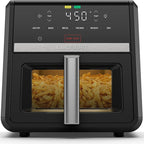 Chefman Air Fryer TurboFry 9-Qt, 6-in-1 High-Powered 450°F Cooking for Crispier French Fries, Chicken, and Onion Rings, XL Windowed Basket, Air Fry, Bake, Broil, Reheat, Dehydrate, Defrost – Black