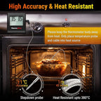 ThermoPro TP16 Large LCD Digital Meat Thermometer for Cooking, Smoking, Grilling, BBQ Food Temperature Indicator with Clock Timer and Stainless Steel Probe, Black
