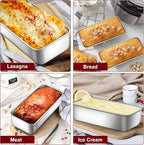 LIANYU Stainless Steel Loaf Pans Set of 3, Includes 1 Large (12x5 Inch) & 2 Medium (9x5 Inch) Bread Baking Pan, Solid Metal Bakeware Set for Meatloaf, Sourdough Bread, Brownies, Dishwasher & Oven Safe
