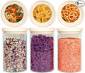 Urban Green Glass Food Storage Jar with Glass Lid, Food Canister Set with Airtight Lids, Pantry Jar for Kitchen Organization. Food Storage Container Set in 6 pack of 26oz