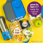 b.box Mini Lunch Box, Bento Box for Kids, Snack Container with 2 Leak Proof Compartments, Reusable Snack Containers with Lids, Kids Lunch Boxes Ages 3+, BPA Free, 4 1/4 Cup Capacity (Feelin' Peachy)