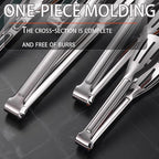 Stainless Steel Kitchen Tong Set - Anti-Slip Heat-Resistant Grip, Widened 3-Line Slotted Heads for Easy Clamping (Steaks, BBQ, Pasta, Salads), Easy Clean for Versatile Use Set of 3-6" 9" 11", Silver