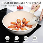 GiPP Ceramic Nonstick Deep Frying Pan Skillet, 12" Saute Pan with Lid, Induction Cookware Non Stick Cooking Pan, PTFE PFOA PFOS APEO Free,White