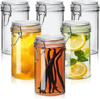 ComSaf Glass Jars with Airtight Lid Set of 6，Mason Jars 17 oz with Lids, Pint Jar, Canning Jar, Airtight Canister with Seal Wire Clip Fastening for Vanilla, Pickle, Cookie, Honey