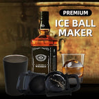 Clear Ice Cube Maker Tray – 2.5 Inch Large Round Ice Ball Mold, Stainless Steel & Silicone, Slow Melting Clear Sphere Ice for Whiskey, Cocktails, and Home Bar Use (Black-2 Pack)