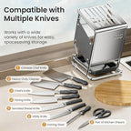 Knife Block Holder without Knives, Universal Kitchen Storage Stand, Safe Space Saver Large Volume Stable Knife Storage With a drip tray at the base Detachable for Easy Cleaning - Grey