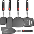 Mixed 5 Piece Silicone Spatula Set, 600F Heat-Resistant No-Melt Rubber Spatula Handle and Blade - Kitchen Cooking Utensils for Nonstick Cookware, Spatula Turner for Egg,Pancake,Burger- Dishwasher Safe