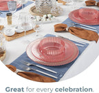 Exquisite 40 Piece Plastic Disposable Plates Set For 20 Guests I 20 X 9 Inch & 20 X 11 Inch Disposable Plastic Plates | Color: Pink | Great for Weddings Parties And Formal Occasions