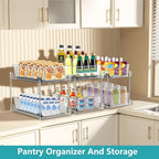 2 Pack Clear Under Sink Organizers, Pull Out Cabinet Organizer,2 Tier Bathroom Storage Organizer,Cabinet Drawers Organization Bins with Track for Kitchen,Pantry,Fridge,Vanity