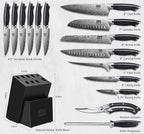 SHAN ZU 16 Pieces Knife Set, Knife Block Set in Powder Steel, Ultra Sharp Kitchen Knives Set, High Hardness Japanese Knife Set with Ergonomic Pakkawood Handle, Chef Knives Set for Kitchen Cooking