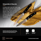DURA LIVING 3-Piece Kitchen Knife Set – Ultra-Sharp Forged High Carbon Stainless Steel, Includes 8" Chef, 5" Utility, 3.5" Paring Knives, Ergonomic Handles, Professional Starter Set, Black