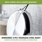 GreenPan Valencia Pro Stainless Steel 12” Frying Pan Skillet, Induction Suitable Mirrored Tri-Ply, Ceramic Nonstick PFAS-Free, Multi Clad Cookware, Dishwasher Oven & Broiler Safe