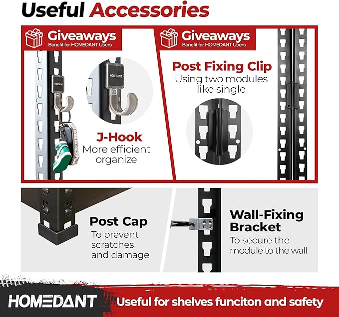 HOMEDANT 5 Tier Laminated Boltless Heavy Duty Garage Storage Adjustable Wide Size Metal Shelving Unit Utility Rack Shelves Organization Shelf Shed Warehouse 47.7" W x 24.1" D x 71.3" H 10Pack