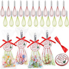 36 Sets 12 Inch Christmas Whisks Gifts DIY Fillable Christmas Tree Ornaments Xmas Colored Silicone Whisks for Cooking Heat Resistant Egg Beaters with Card Rope Bag for Candy Holder