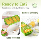Silicone Freezer Tray with Lid Soup Freezer Container Molds with Steel Reinforced Rim Big Ice Cube Molds Pebble Ice Tray Soup Cubes Baking Dish Freezer Safe Food Storage Containers Kitchen Gadgets