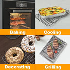 3 Tier Stackable Cooling Rack for Batch Cooling Cookie, Pizza, Cake-15.8”x 10”- Heavy Duty Cooling Racks for Cooking and Baking, Oven and Dishwasher Safe Baking Supplies-Black