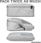 Aerotrunk Compression Packing Cubes for Travel - Luggage Organizer Bags - Double Zipper Packing Cubes for Suitcases (2-Pack, Light Grey)