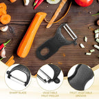 uxcell Vegetable Peeler Set, 4.5 Inch Stainless Steel Potato Peeler for Apple Fruits Black