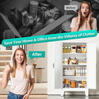 Metal Storage Cabinet with 2 Doors and 3 Shelves,White Pantry Storage Cabinet with Legs,Farmhouse Pantry Cabinets Cupboard,Bathroom Cabinets for Home,Kitchen,Dining/Living Room (47.3" H)