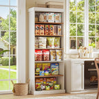 70.8" Tall Farmhouse Kitchen Pantry Cabinet, Modular Storage Cabinet with 6-Tier Adjustable Shelves, White, Wooden Hutch for Living Room, Kitchen, Set of 2