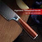 8" Chef's Knife, Japanese Damascus Chefs Knife 67 Layers High Carbon VG10 Steel Core with Wood Ergonomic Handle, Gift Box