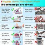 All-in-1 Vegetable Chopper with 8 Blades - Mandoline Slicer-Pro Food Chopper with Container - Veggie Salad Onion Chopper - Potato Dicer French Fry Cutter - Cheese Grater - Stainless Steel material