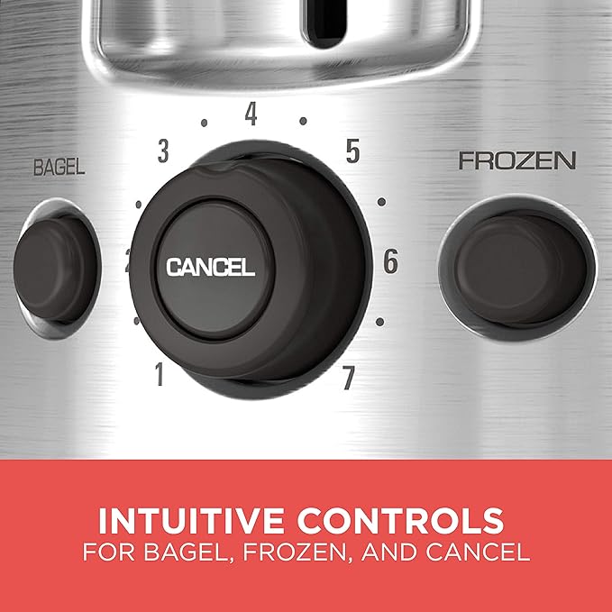 BLACK+DECKER 2-Slice Toaster, TR1278BD, Extra Wide Slots, 7 Shade Settings, 850 Watts, Frozen and Bagel Buttons